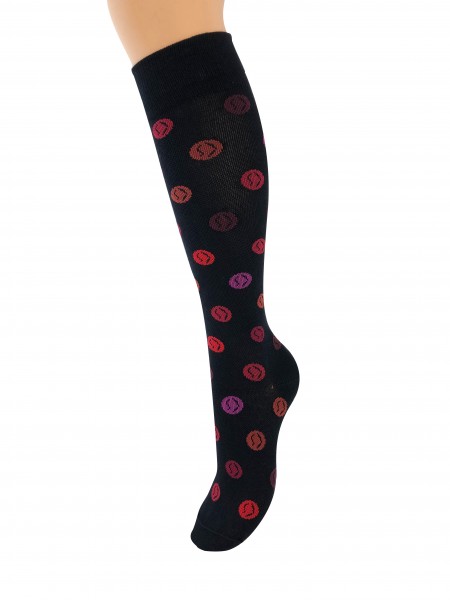 Stütz- und Reisestrumpf Bälle rot